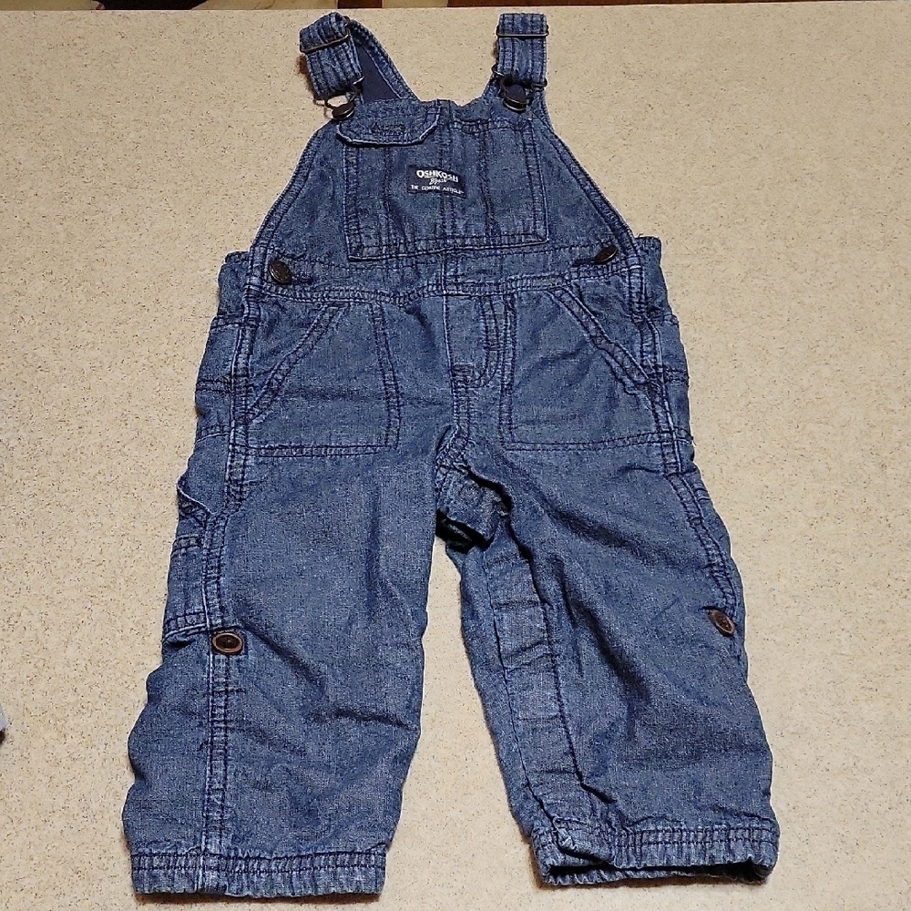 OshKosh B'gosh Lined Denim Overalls Size 18 Months 100% Cotton